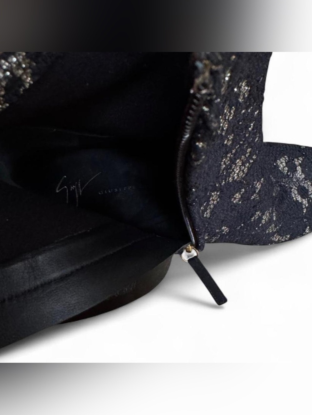 Giuseppe Zanotti Black and gold lace ankle boots with high heel size 42 - Picture 8 of 8